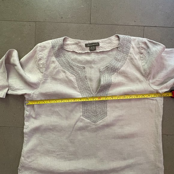 Tommy Bahama Light Tan Linen Tunic with Beading - Size XL - Picture 2 of 10